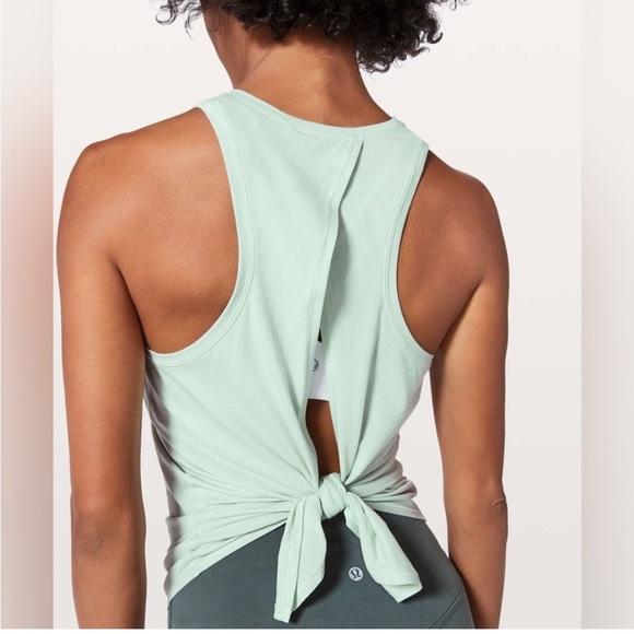 Lululemon All Tied Up Tank Top Mint Green Pima Cotton Yoga Shirt - Picture 1 of 12